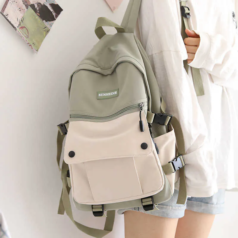 Trabalho japonês roupas mochila feminina para meninas painéis médio ensino médio sacos para adolescentes impermeáveis ​​mulheres mochila luxo novo Y0804