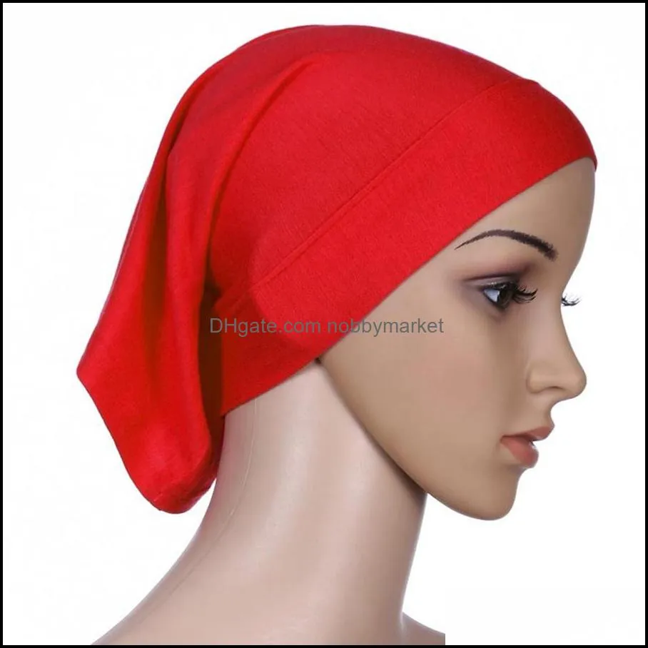 Muslim Women Headscarf Cap Fashion Lady Solid Color Turban Soft Clsaaic Beanie Hat Lady Beach Sun Scarf TTA1805