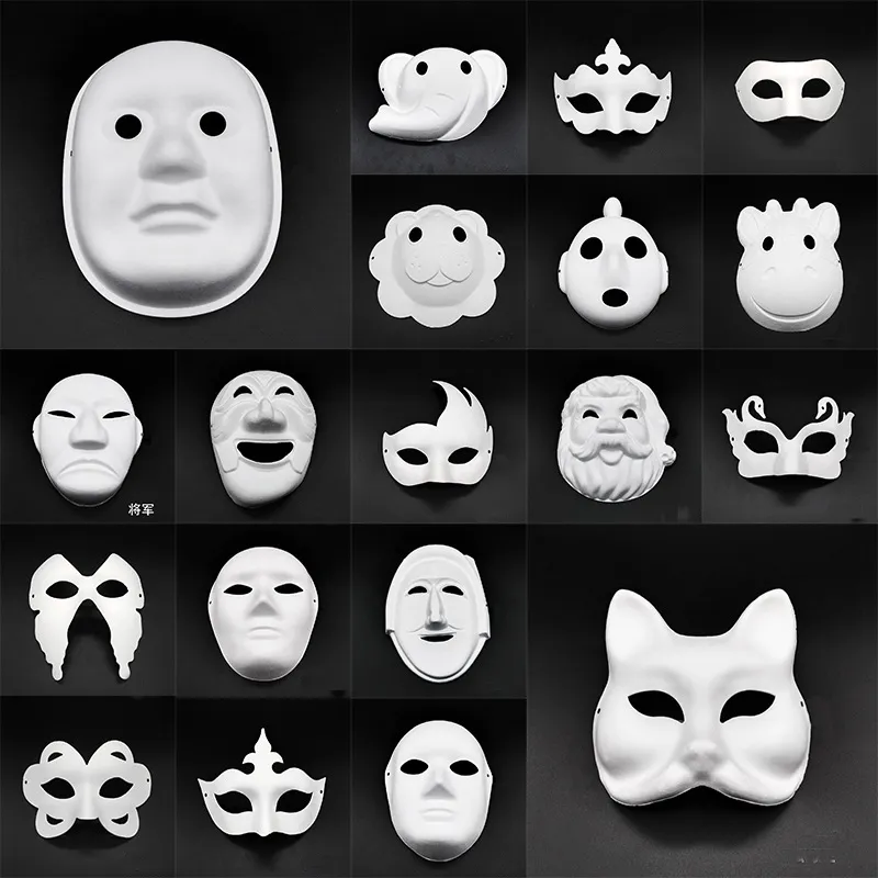 20 pcs Plein Visage Halloween Costumes DIY Blanc Peinture Masque Halloween Hip-Hop Danse Fantôme Cosplay Déguisement Mascarade Partie Masque