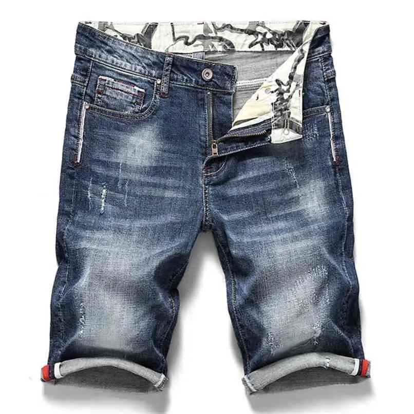 Summer Men's Stretch Short Jeans Fashion Casual Slim Fit High Quality Elastic Denim Shorts Male Brand Clothes 210713