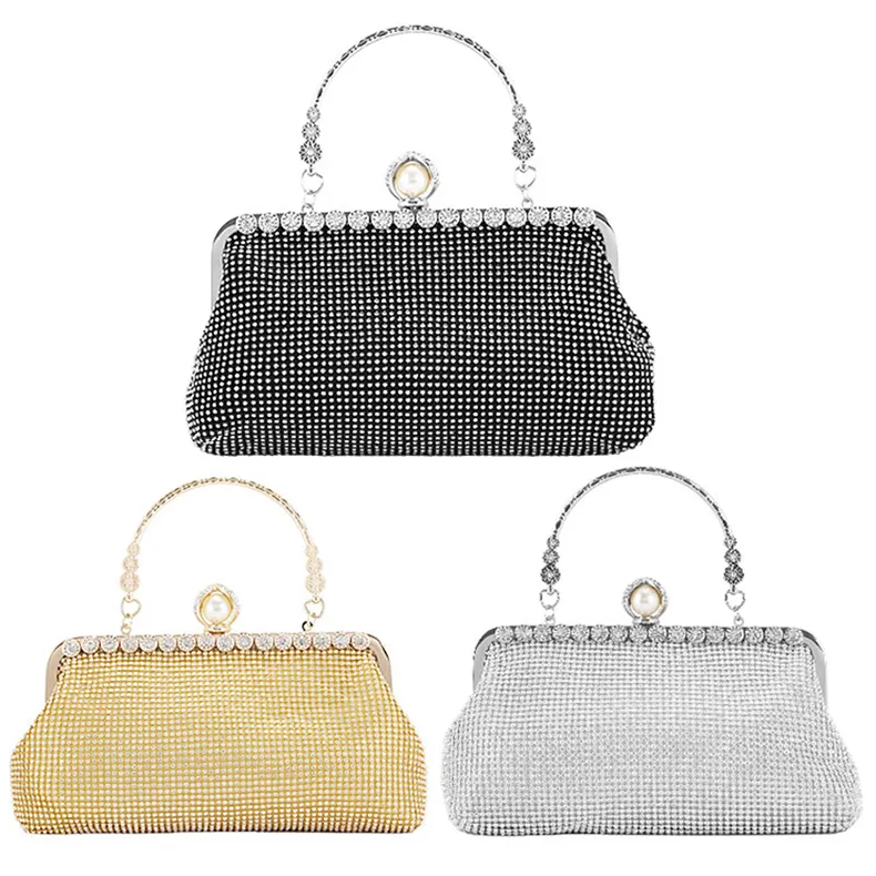 Pochette de soirée de mariage pour femmes, Sac de luxe en perles de cristal, nouvelle petite pochette à chaîne à la mode et Sac à main