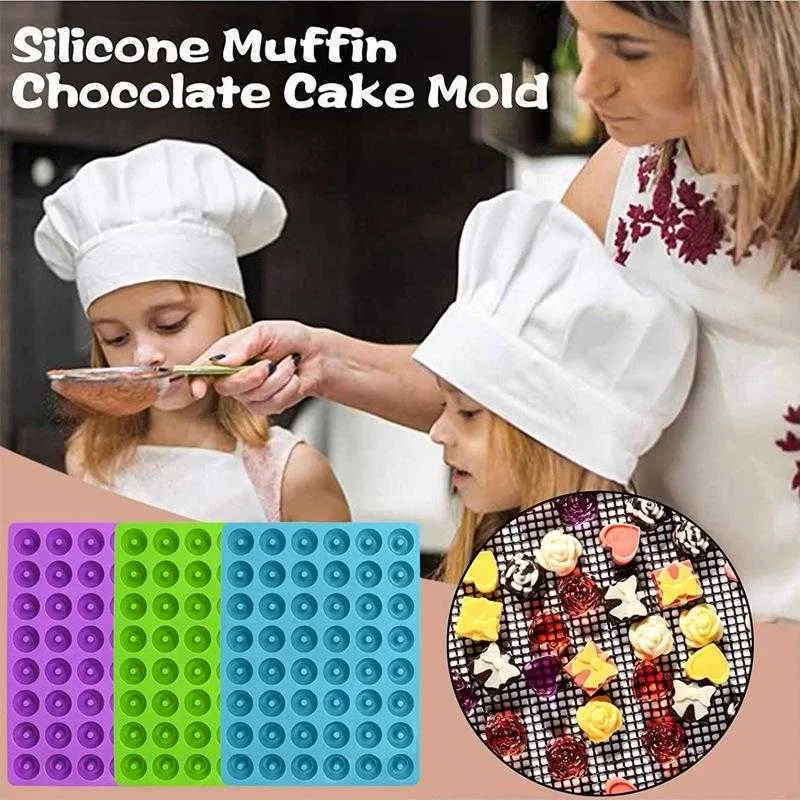 Mini Donut Silicone Mold Bakeware 48 Hole Ice Cube Mould Chocolate Biscuit Cake Molds Kitchen Baking Donuts Pan Moulds BH4797 TQQ
