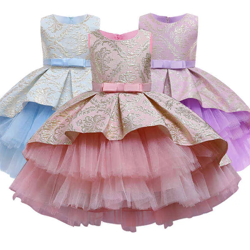 Baby girl dress retro flower embroidery elegant lace jacquard wedding princess tutu girl birthday party dress girl ballet dress G1129