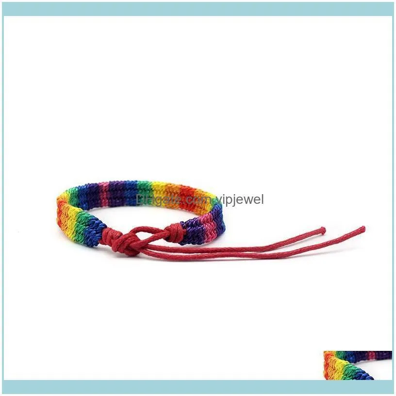 Fashion Rainbow Gay Lesbian LGBT Pride Bracelet Bangle Friendship Bracelets Handmade Braided Wristband Love Jewelry Valentines Gifts