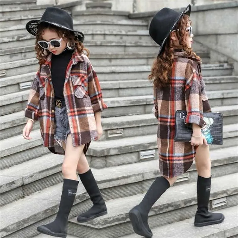 Anlencool fashion brand kids Autumn Girls College Style Cardigan Jacket Korean Children's Lapel Long Sleeve Coat girls 211106