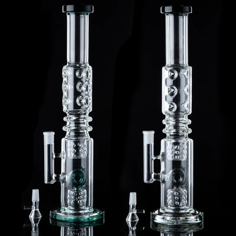 Bong Narguilé Tube Droit Verre De 5mm D'épaisseur Gros Bangs Pommeau De Douche Huile Donut Perc N Trous Percolateur Dab Rigs Bécher Narguilé Fumer Des Conduites D'eau Cire En Gros