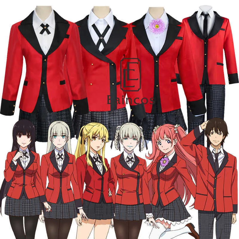 Anime Kakegurui Jabami Yumeko Cosplay Costume Japanese Red Full