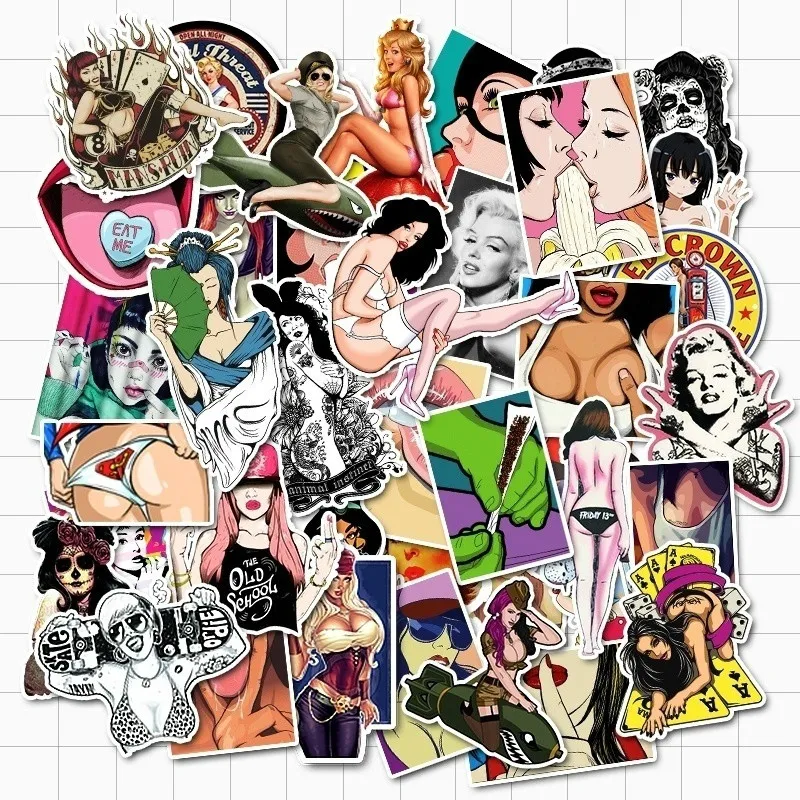50PCS / Lot Sexy Girls Multistyle Stickers pour Teenage Bomb Laptop Guitar Skateboard, Car Sticker Bagages Casque Journal Imperméable Vinyle Decal