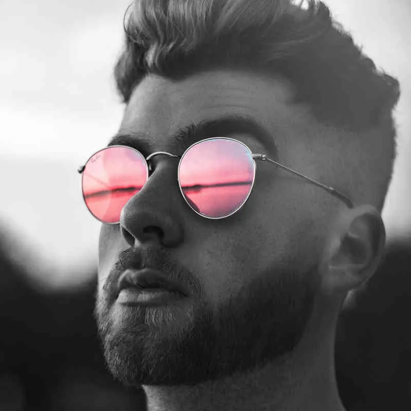 Lunettes de soleil rondes polarisées pour hommes et femmes, rétro, Steampunk, miroir de fête, marque de luxe, noires, polaires pour la conduite