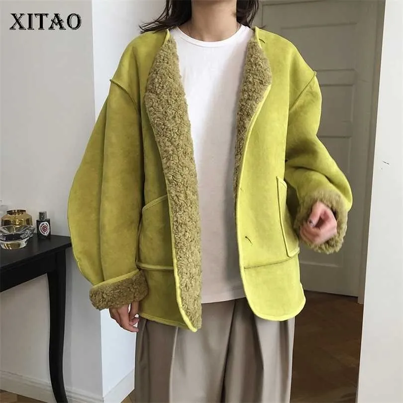 Xitao estilo coreano mulher jaqueta elegante moda plus size casaco mulheres engrossar Manter quente wild streetwear inverno top dzl1949 211014
