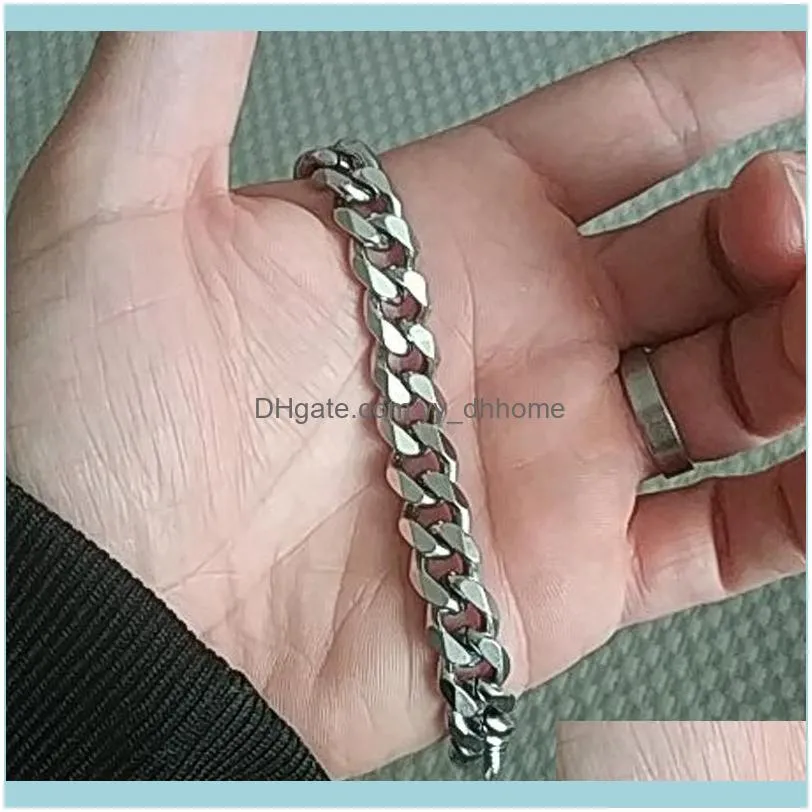Link, Chain Stainless Steel Flat Bracelet For Men Women Curb Cuban Link Mens Womens Bracelets Chains Davieslee Jewelry