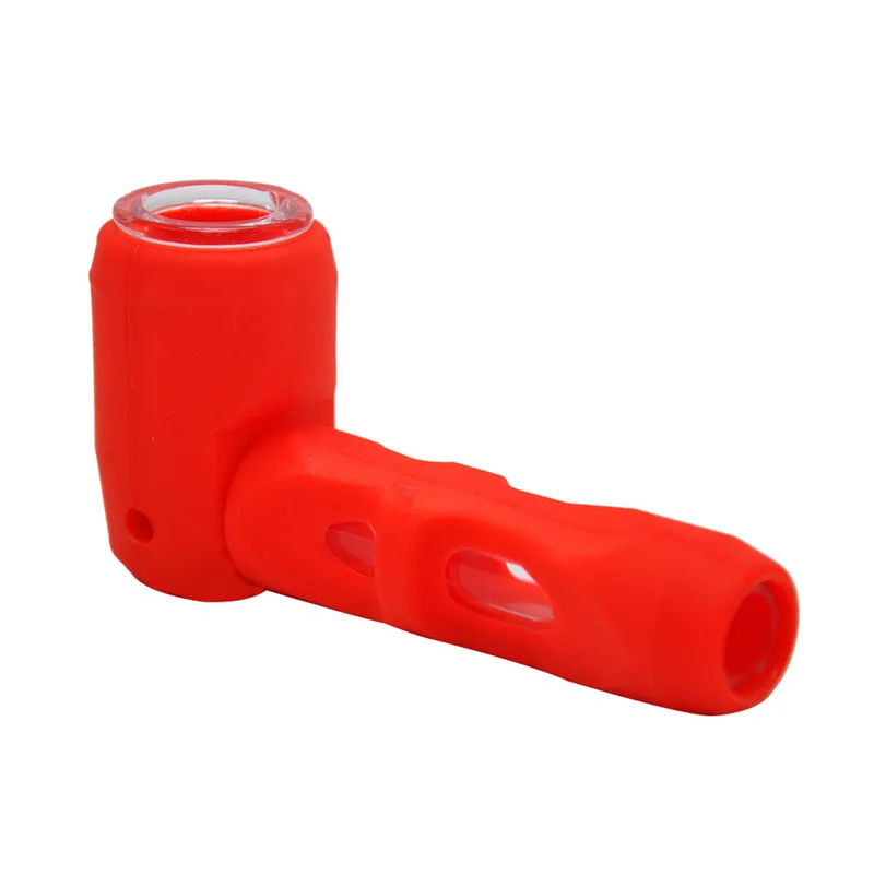 Mini Silikon Hammer Pipe 4.4inches med glasskål högkvalitativ sked rökning