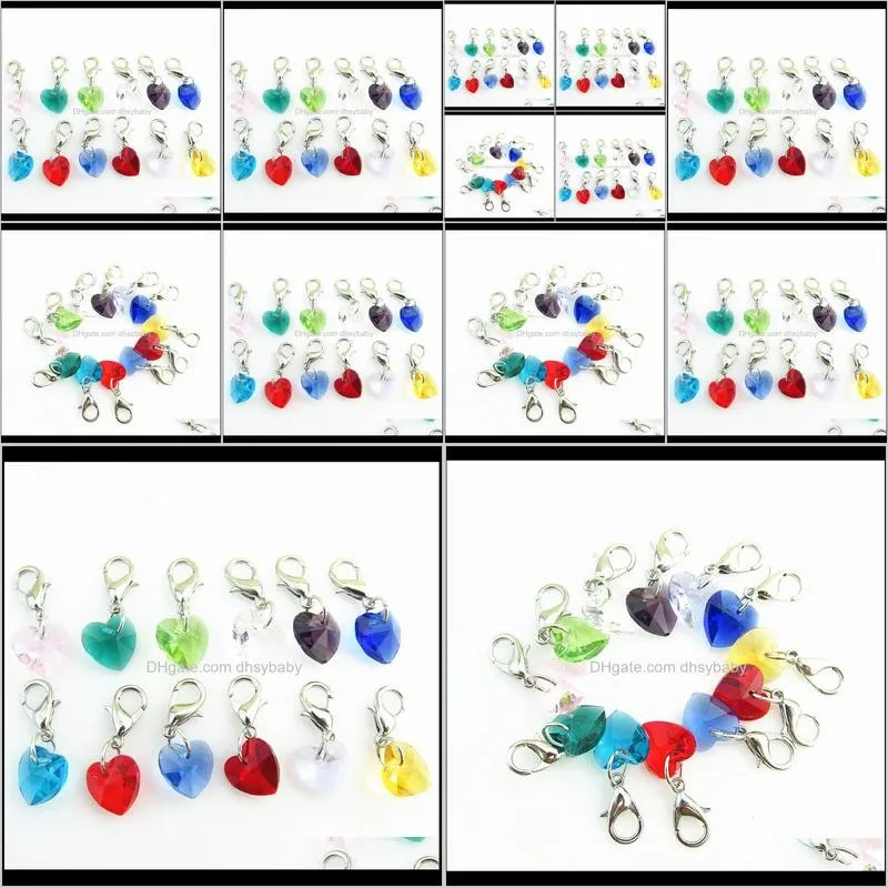 whole salewholesale 12 month crystal birthstone charm floating dangle charm for diy silver lobster clasp pendant 120pcs/lot