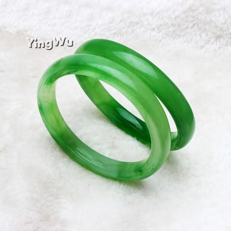 Yingwu 10pcs Lot Beautiful Jade Bangle Natural Green Agate Lucky Cute Sweet Girl's Gift Bangles Fine Jewelry 60mm277R