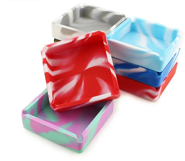 Smoking Accessories 10CM Silicone Square Ashtray 7 Colors Home Coffee Shop Bar Hotel High Temperature Resistance Men Ashtrays Craft Gift