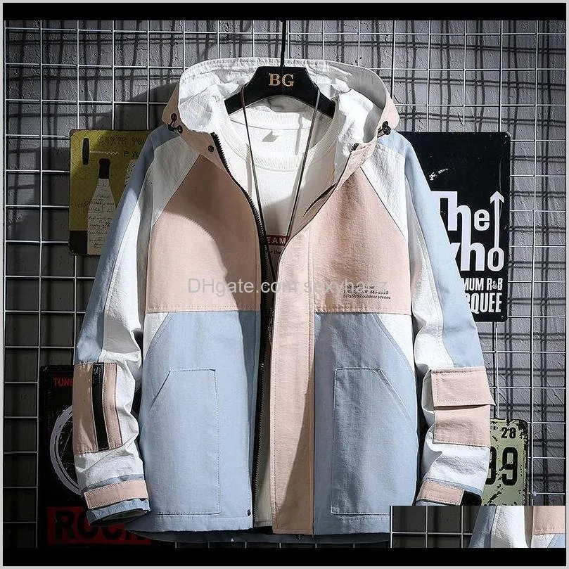 hybskr men`s japanese style jacket 2021 fashion casual oversize coat autumn new man hooded streetwear kpop graphic print jacket