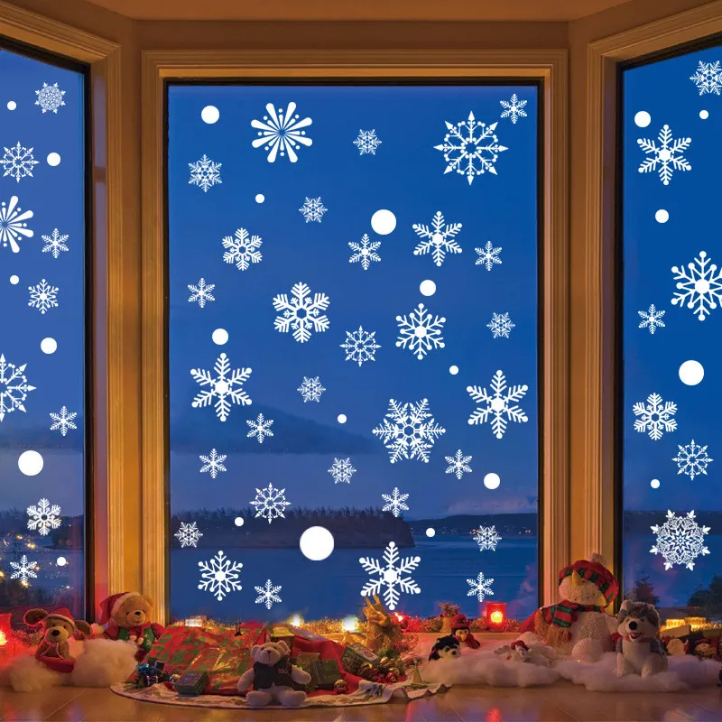 Lot 169 Pièces Sans Colle Autocollants Fenêtre Noël 169 Pièces - PVC Amovible, Réutilisable - Père Noël, Sapins, Flocons - Déco Intérieur Stickers Noël Amovibles