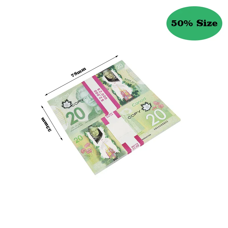 Prop Cad Game Money | 5/10/20/50/100 | CANADIAN DOLLAR CANADA BANKNOTES FKE NOTES MOVIE PROPS