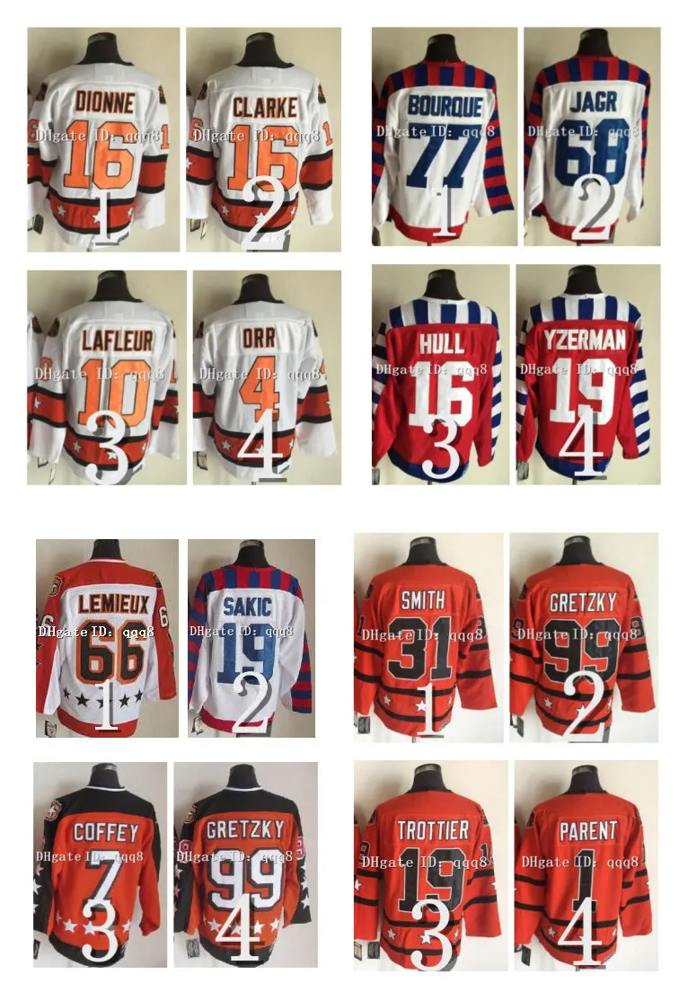 All Star Vintage Hokey Jersey Campbell Steve Yzerman Mark Messier Wayne Gretzky Paul Coffey Bobby Orr Mike Bossy Lemieux Guy Lafleur Patrick Roy Bobby Hull Howe