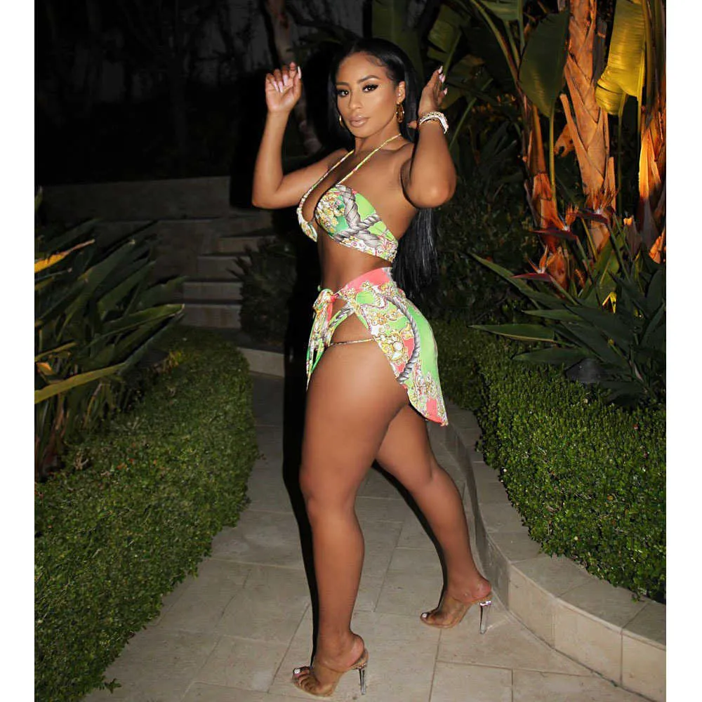 Ensemble De Bikini De Maillots De Bain Pièces Avec Jupe