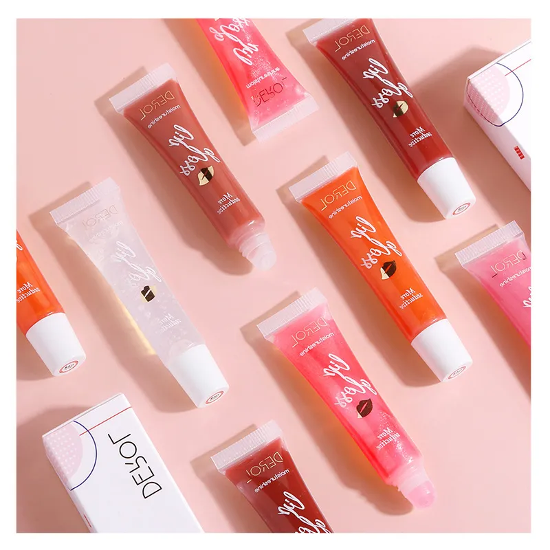 DEROL LIPS Plumping Liquid Lip Gloss Balm 수화 물 미러 보습 젤리 진주 반짝이 립스틱 메이크업 Lapiz Labicial