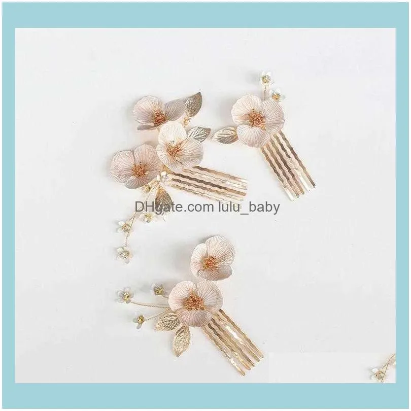 Wedding Accessories Flower Hairpins Rhiestones Crystal Head pieces For Bridesmaids Women Brides Hair Pins Clips Bridal Jewelry