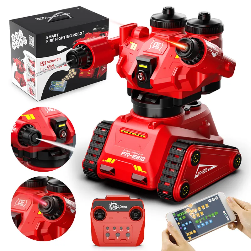 Roboter Kinder Robot Enfant Double RC/Robot Electric Inteligentny ogień walki świetliste Water Spray Smart App Programowanie ciężarówki dla chłopca