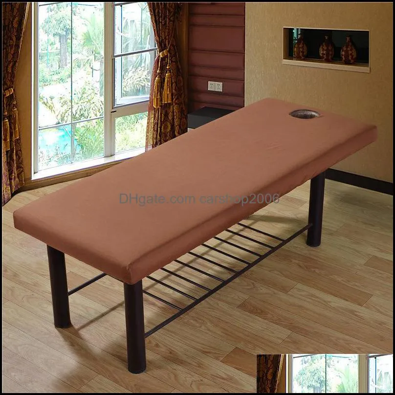 Set di lenzuola Forniture per la biancheria da letto Tessili per la casa Lenzuolo morbido da giardino Salone di bellezza Mas Body Spa Treatment Relaxation Table Er With Face Breath