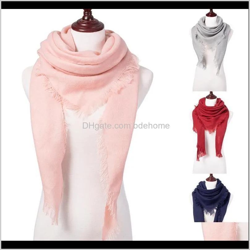 mltbb new women`s winter scarf plaid knitting triangle scarves female solid color shawl wrap for ladies 125*125*180cm