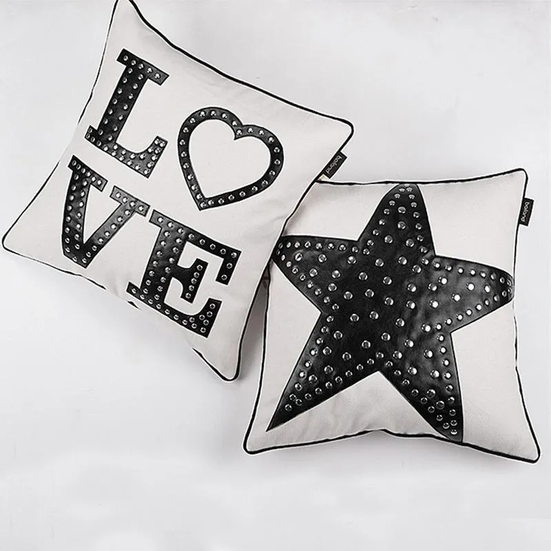 Lettres Housse de Coussin De Luxe Romantique Amour Étoile Rivet Décoratif Coussins Cojines Decorativos Para Canapé Coussin Coussins Coussin/Decora