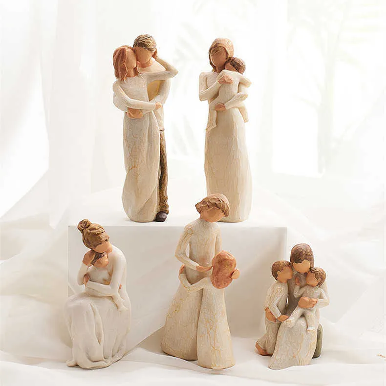 Casa Decoração Figurine Figurine Amor Família Família Happy Tempo Resina Estatueta Decoração Estilo Escandinavo Decorativo Ornamentos modernos 210607