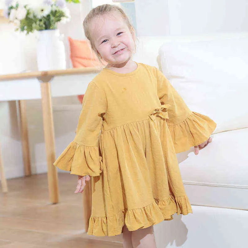 Bébé filles princesse robe lin coton à manches longues mode décontractée vêtements Style coréen printemps automne enfants robes de soirée G1215