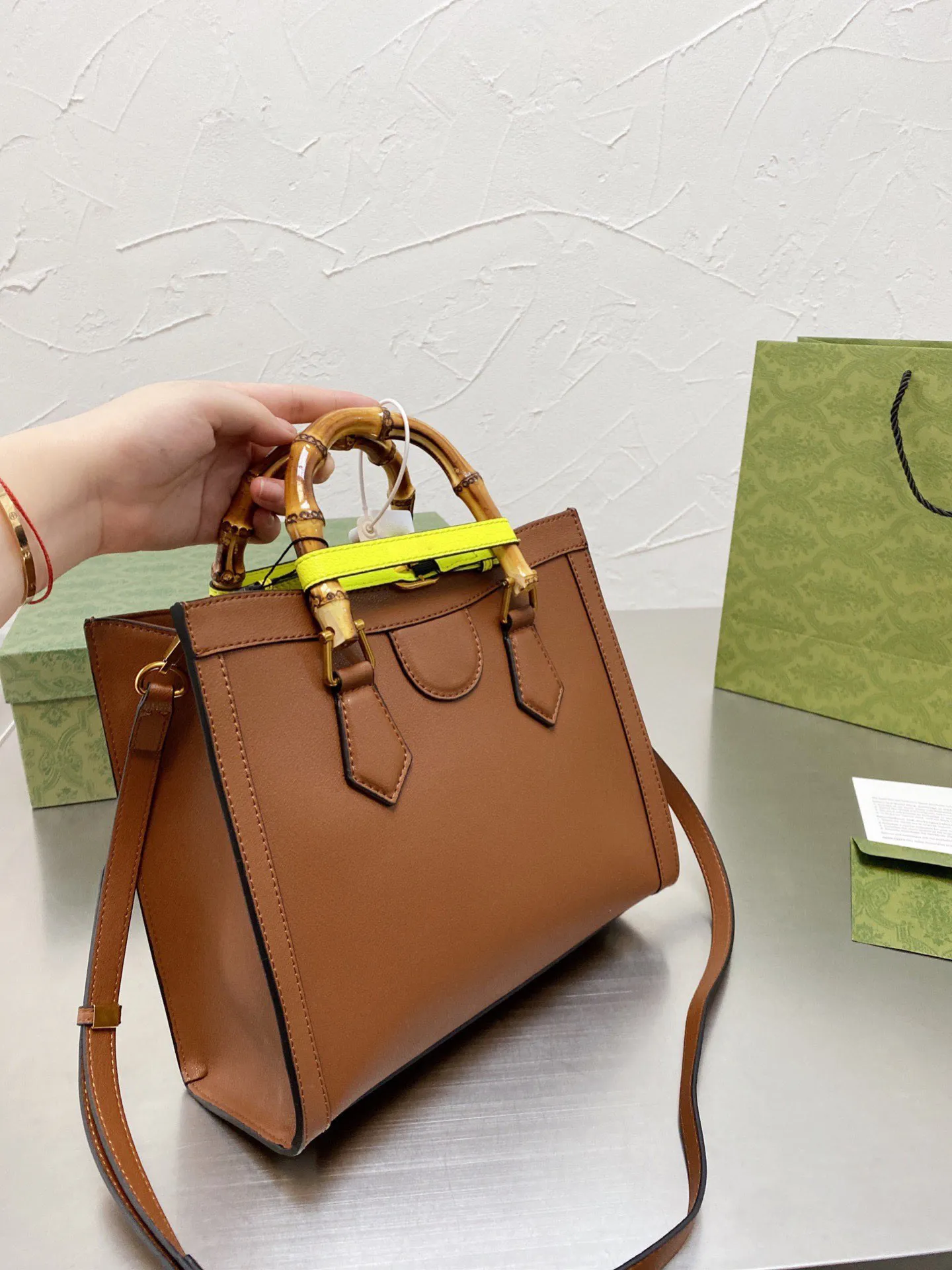 Diana Bamboo Shopping-Handtasche, klassische quadratische Umhängetaschen, hochwertige Damen-Schultertasche, Mssenger-Rückenpaket, Buchstabe, mehrere Farben