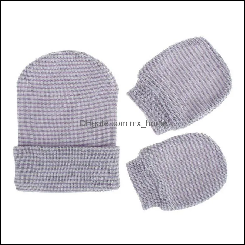 Born Hat Infant Baby Cap And Mitten Set Soft Cute Nursery Beanie 40JC Caps & Hats