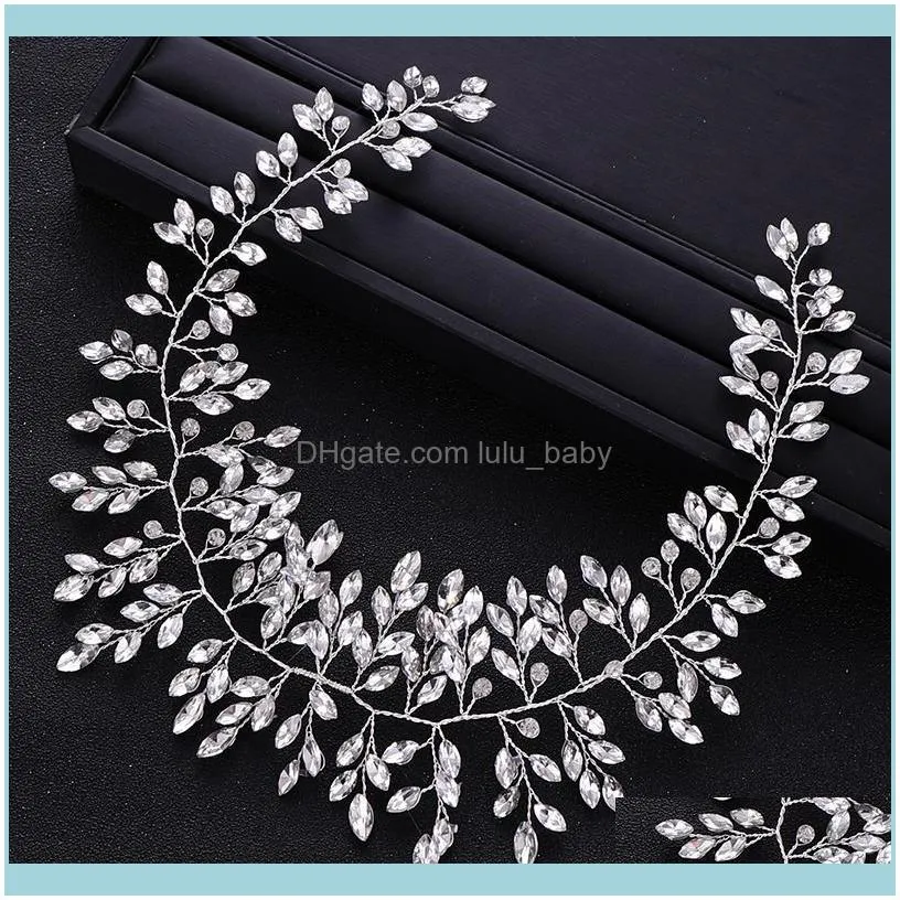 Full Rhinestone Headbands Fashion Silver Color Bridal Hair Vines Girls Women Wedding Accessories Party Crystal Headpiece Clips &