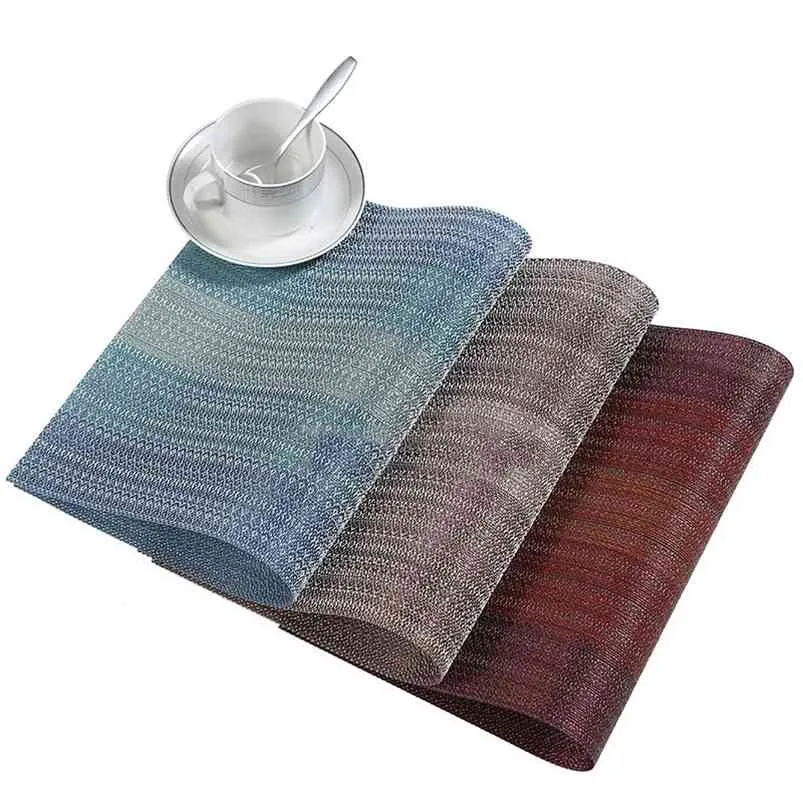 4PCS / Lot Miljövänlig Non-Slip Placemat Vattentät Oljesäker Värmebeständig Tabell Mat Vardagsrum Disbaster Placemats 210423