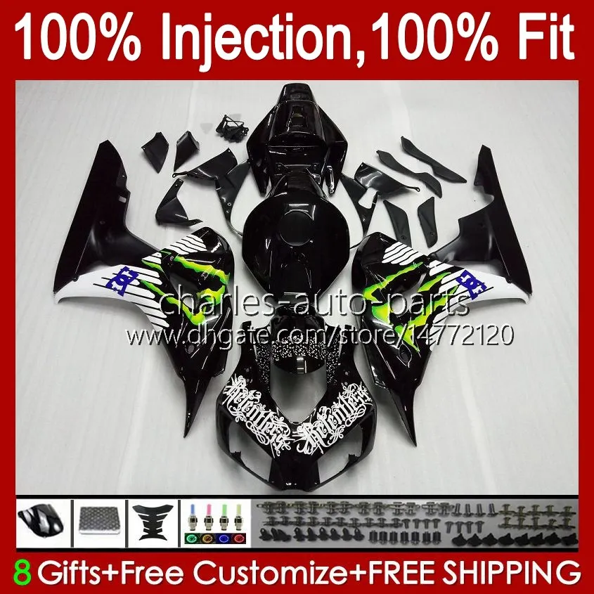 Corps de moulage par injection pour HONDA CBR 1000 RR CC 1000RR 1000CC Nouveau noir 06-07 Carrosserie 59No.19 100% Fit CBR1000 RR CBR1000RR 06 07 CBR1000-RR 2006 2007 Kit de carénage OEM