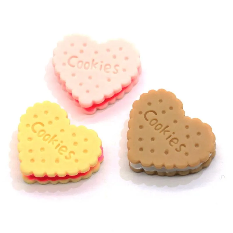 Bulkhars Hartkoekjes Cabochons Platback Miniatuur Dollhouse Dessert Cookie Craft DIY Crafts Supplies Decoratieve objecten Beeldjes