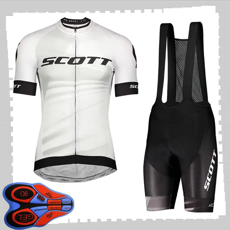 Scott Team Cycling Kortärmade Jersey (Bib) Shorts Sätter Mens Sommar Andningsväg Cykelkläder MTB Bike Outfits Sport Uniform Y210414101