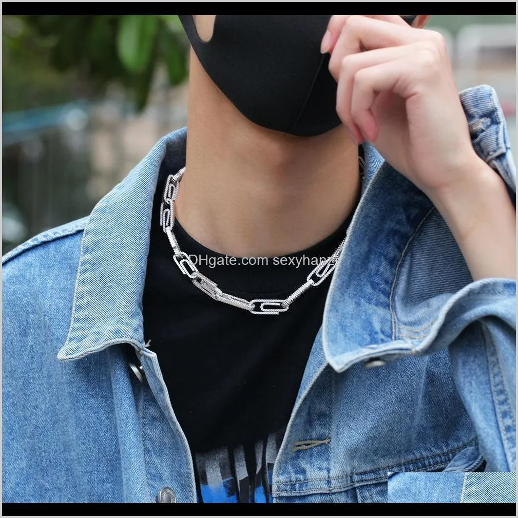 fashion hip hop jewelry men and women simple 14k gold pendant diamond safety pin link necklace