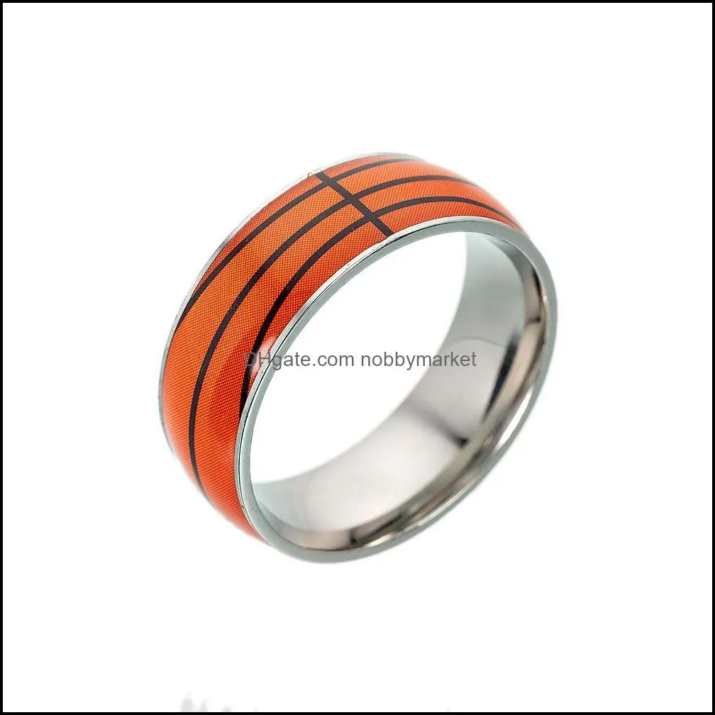 New Football Basketball Sports Rings For Women Men baseball softball Rugby stainless steel finger Rings Fashion Jewelry Gift