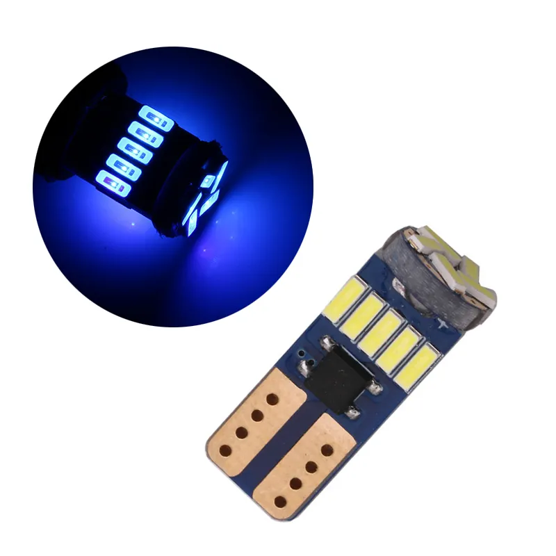 50Pcs/Lot Blue T10 W5W Wedge 4014 15SMD Canbus Error Free LED Bulbs For Car Clearance Lamps Dome Door Reading License Plate Lights 12V