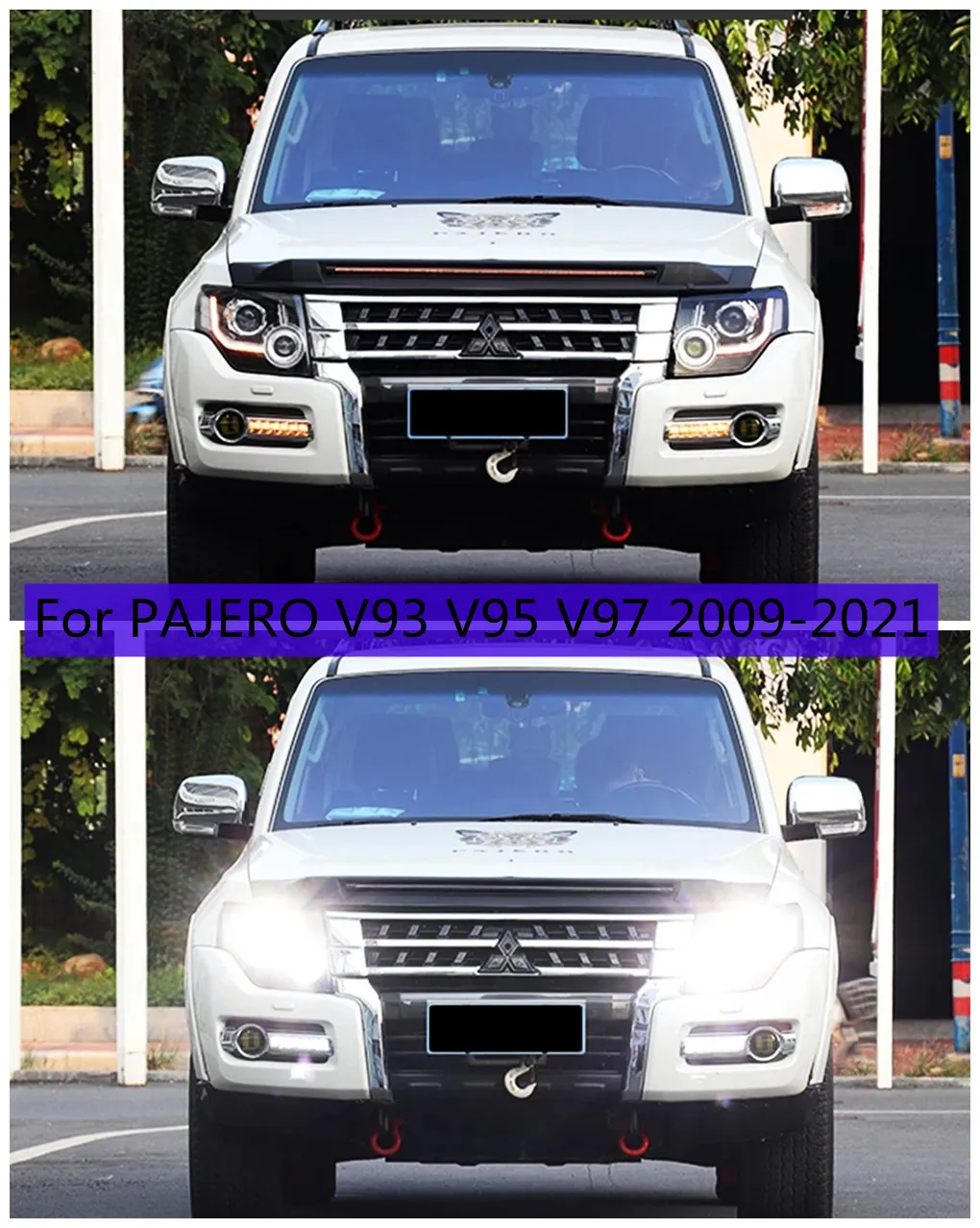 Voll LED V93 scheinwerfer für PAJERO V95 V97 2009-2021 DRL tagfahrlicht blinker licht Fernlicht angel Eye Projektor Objektiv