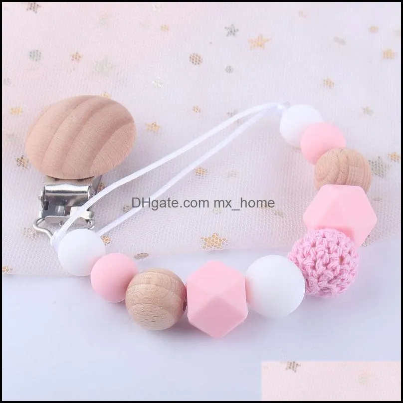 Newborn Baby Pacifier Clip Silicone Teether Nipple Clips Teething Toy kids Pacifier Holder Infant Feeding Silica gel Anti-out chain