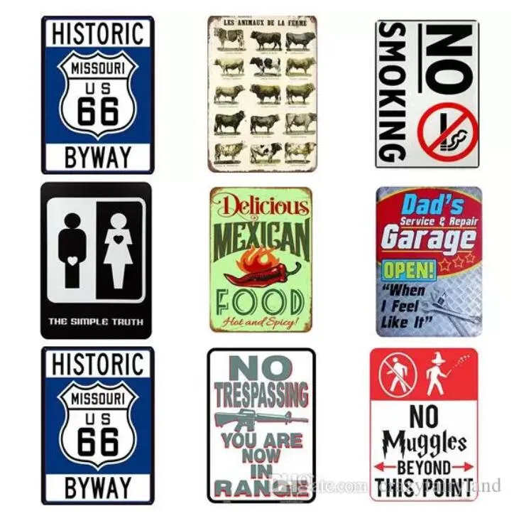 Tin Signs Vintage Art Wall Painting Decor Plaque Poster Cafe Man Cave Home Decor for Pub Club Kitchen 12x8 Inches