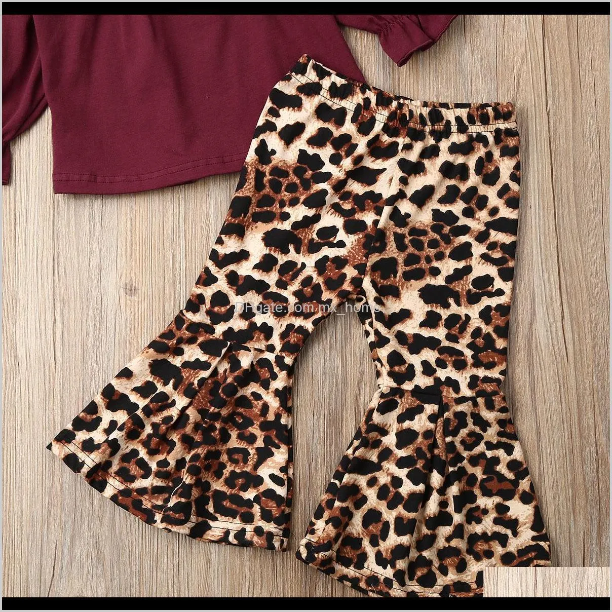 2pcs infant baby girl t-shirt outfits long sleeve tops leopard pants clothes set