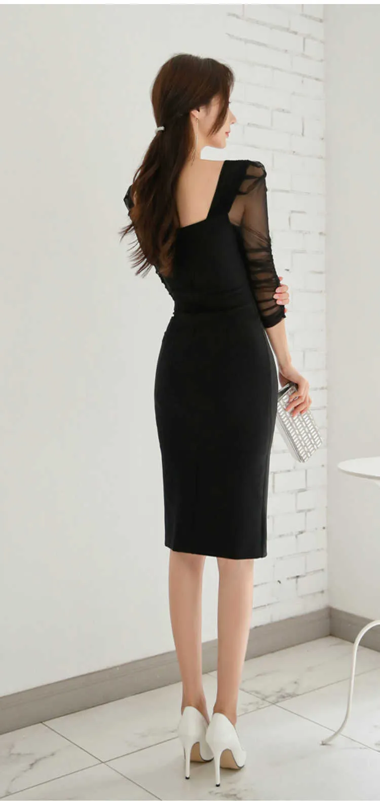 Cute Korean Black Dress Kpop Formal Attire Female N/a Elegant Office Lady Dress Tight Dress Cute Korean Black Dress Kpop Formal Attire Female N/a Elegant Office Lady Dress Tight Dress