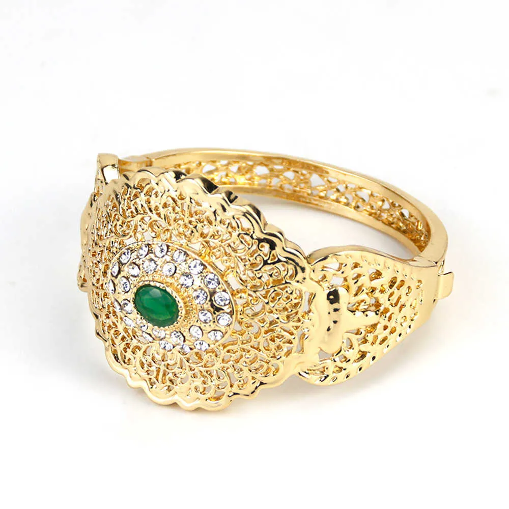 Sunspicemems Chic Arab Bangle Manchet Armband Voor Vrouwen Goud Kleur Algerijnse Bruiloft Sieraden Holle Metaal Arabesque Dubai Bruid Gift Q0717
