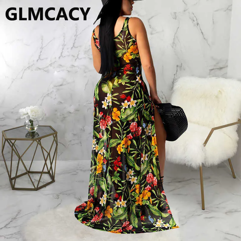 Women Sleeveless Tropical Printed Chiffon Maxi Dress with High Slit  Floor-Length from Dhgate Basic & Casual Dresses - price 42.75