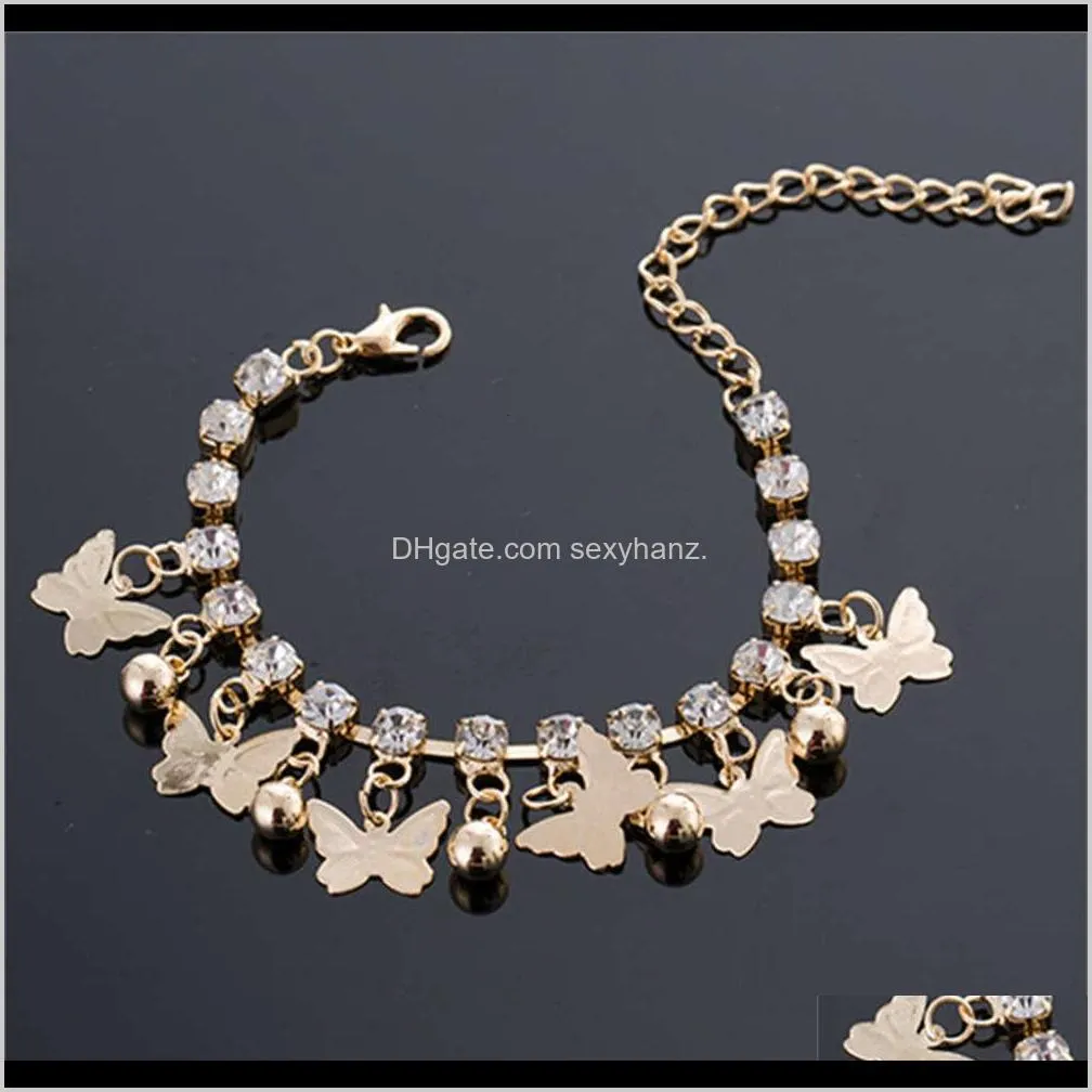 color diamond micro inlaid imitation crystal butterfly bell bracelet a variety of popular ethnic jewelry
